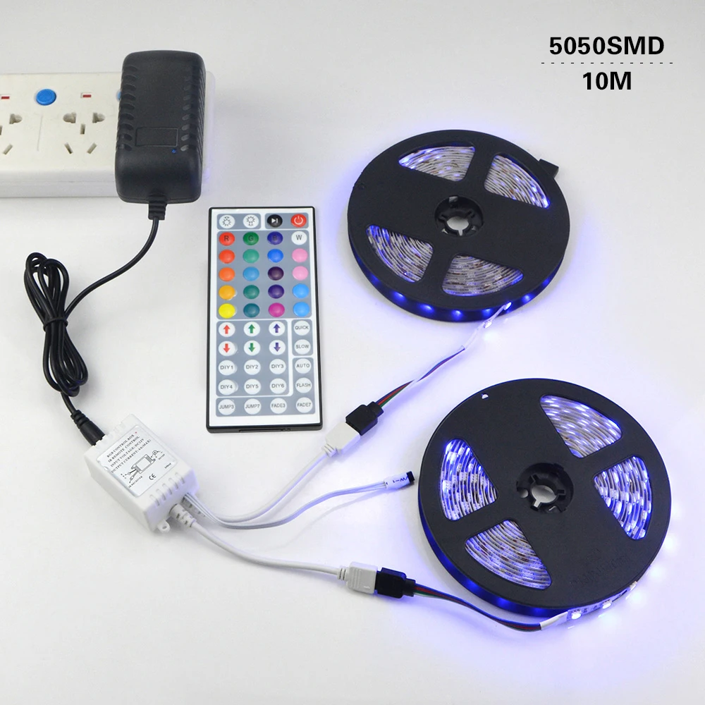 Светодиодная лента RGB 12 В постоянного тока 5050 2835 SMD 5 м 10 Гибкая Диодная 44 клавиши
