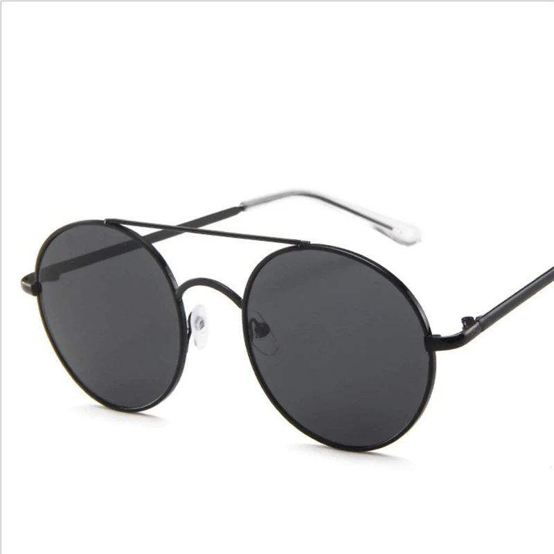 Круглые Солнцезащитные очки Для женщин ретро очки UV400 Модные солнцезащитные очки для женщин двойной Длина планки между проемами линз металлическая оправа из ацетата целлюлозы очки GD06 - Цвет линз: Black black