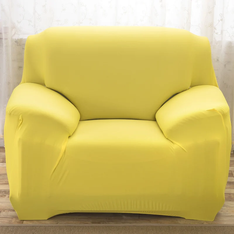 Сплошной цвет плотный все включено диван полотенце чехол стрейч ткань эластичный чехол на диван один/два/три/Четыре местный домашний декор - Цвет: candy yellow