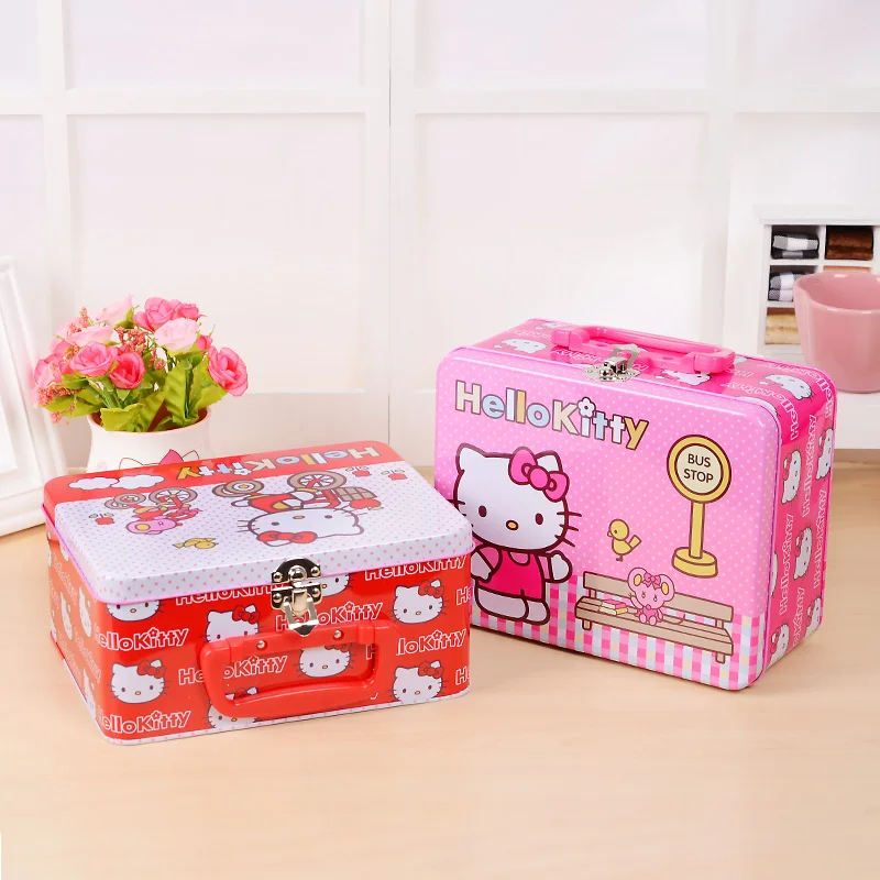 Подарочная коробка из железного олова Hello Kitty большая для конфет хранения