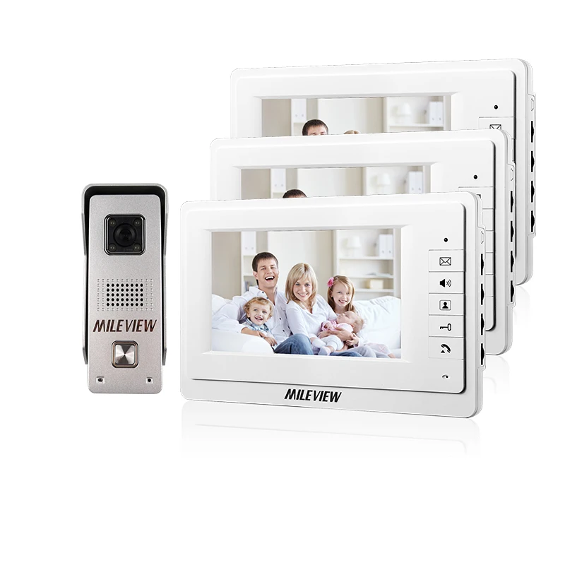 

MILEVIEW New Wired 7 inch Video Intercom Home Door Phone System 3 Monitors 1 Waterproof Doorbell Camera In Stock FREE SHIPPING
