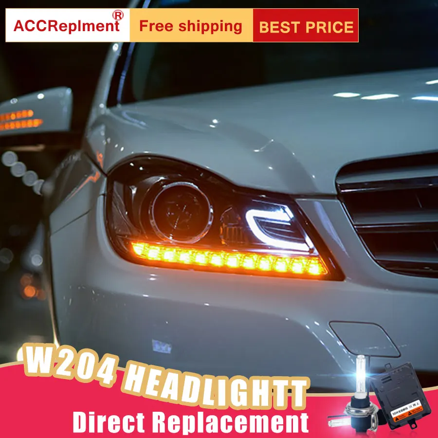 2 шт. светодиодный фары для Benz W204 2011 2013 автомобиля Ангельские Глазки ксенон HID