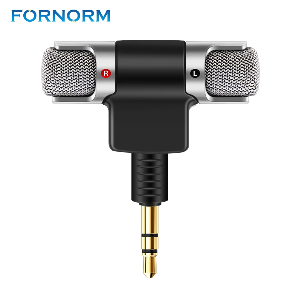 

FORNORM Portable Stereo Recording Microphone Mic Gold Plated Plug With 3.5mm Mini Jack No need Battery For Iphone HTC