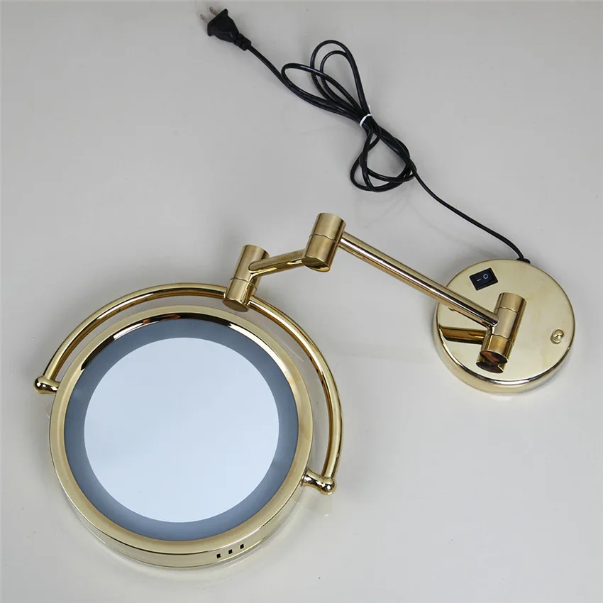 YANKSMART зеркало для макияжа в ванную комнату Золотое полированное космическое алюминиевое металлическое покрытие круглое двойное удлиненное зеркало для ванной комнаты TKL014
