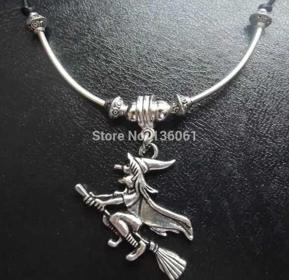 

Vintage Silver Ohm Pentagram Flying Witch Buddha Owl Knot Bullet Crescent Moon Star MOTORCYCLE Necklace Pendant Jewelry Woman
