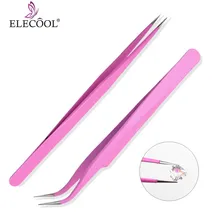 ELECOOL изогнутый/прямой ногтевой дизайн пинцеты клип Стразы кусачки из нержавеющей стали для ногтей пинцет ногти инструмент для дизайна