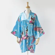 Шелковое кимоно халат женский Атласный халат Longue женский для женщин Ночная сексуальная одежда ночной рост для подружки невесты лето S-3XL
