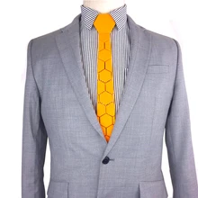 Ручной работы Яркий желтый шестиугольный стиль мужской стильный галстук для Хэллоуина Костюм Игровая приставка тонкий галстук Тыква