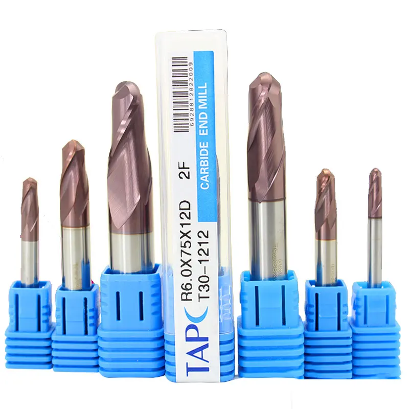 1PCS HRC50 Ball Nose End Mill 2 Edge 4mm 5mm 6mm 8mm 10mm 12mm 16mm 18mm 20mm Tungsten Steel Hard Alloy Coated Milling Cutter |