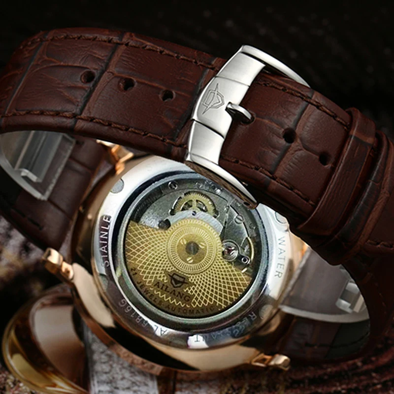 AILANG Брендовые мужские деловые Роскошные Yingang Механические 5 точечные маленькие секунды светильник с датой мужские модные повседневные часы