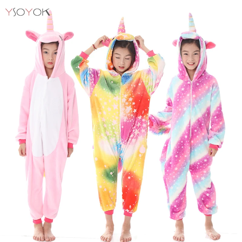 

Boys Girls Flannel Unicorn Christmas Pajamas Kigurumi Overalls Jumpsuit Onesie Kids Children Panda Blanket Sleepers Sleepwear