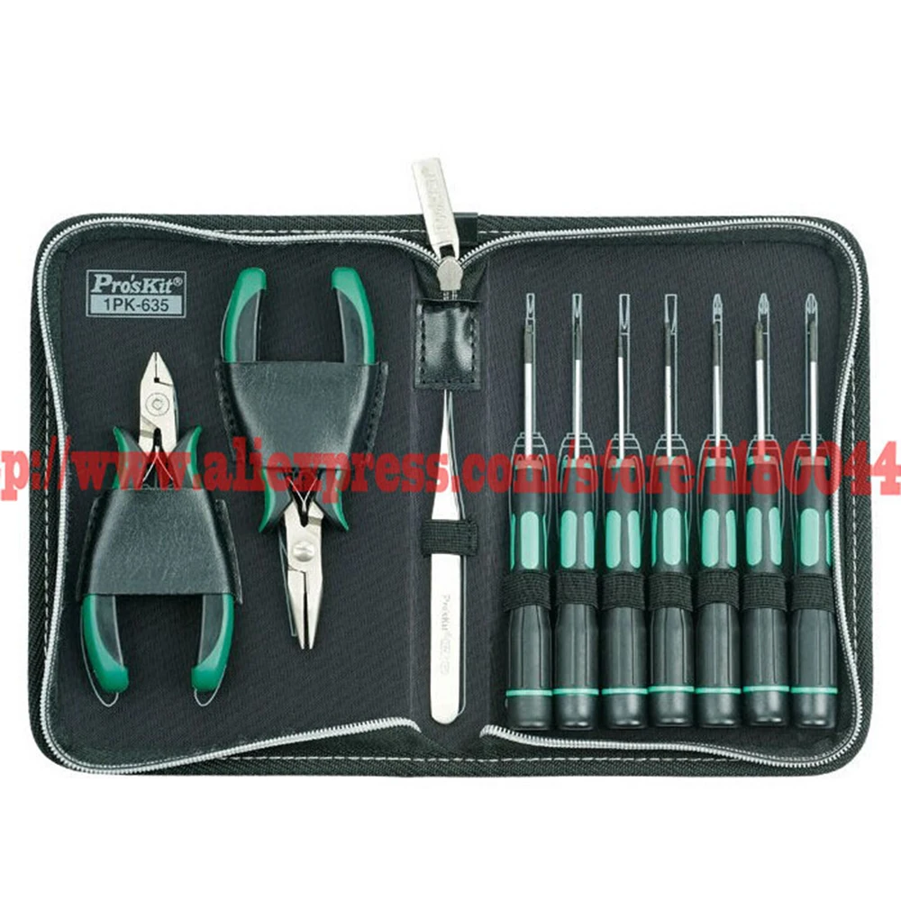 

Brand ProsKit 1PK-635 Repair Kit, Hand Tools with Pliers/Screwdriver/Tweezers, Precision Electronics Tool Kit, Kit Free Shipping