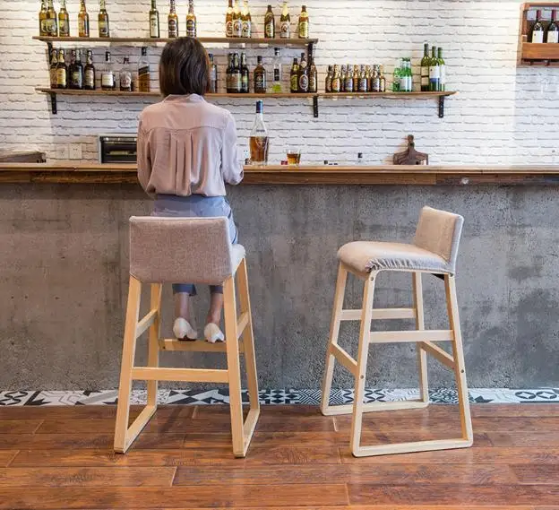 Solid wood Nordic bar stool Modern minimalist front sofa bar stool high chair Solid wood Nordic bar stool Modern minimalist front sofa bar stool high chair
