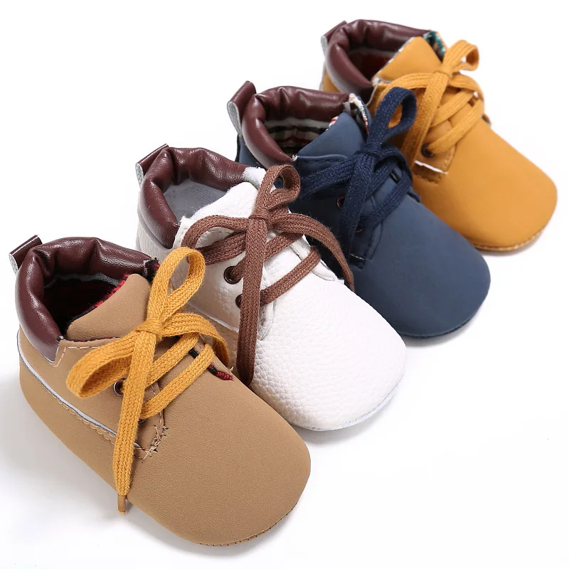 Newborn lace up Shoes Infants Boys High top Shoes First Walkers Kids