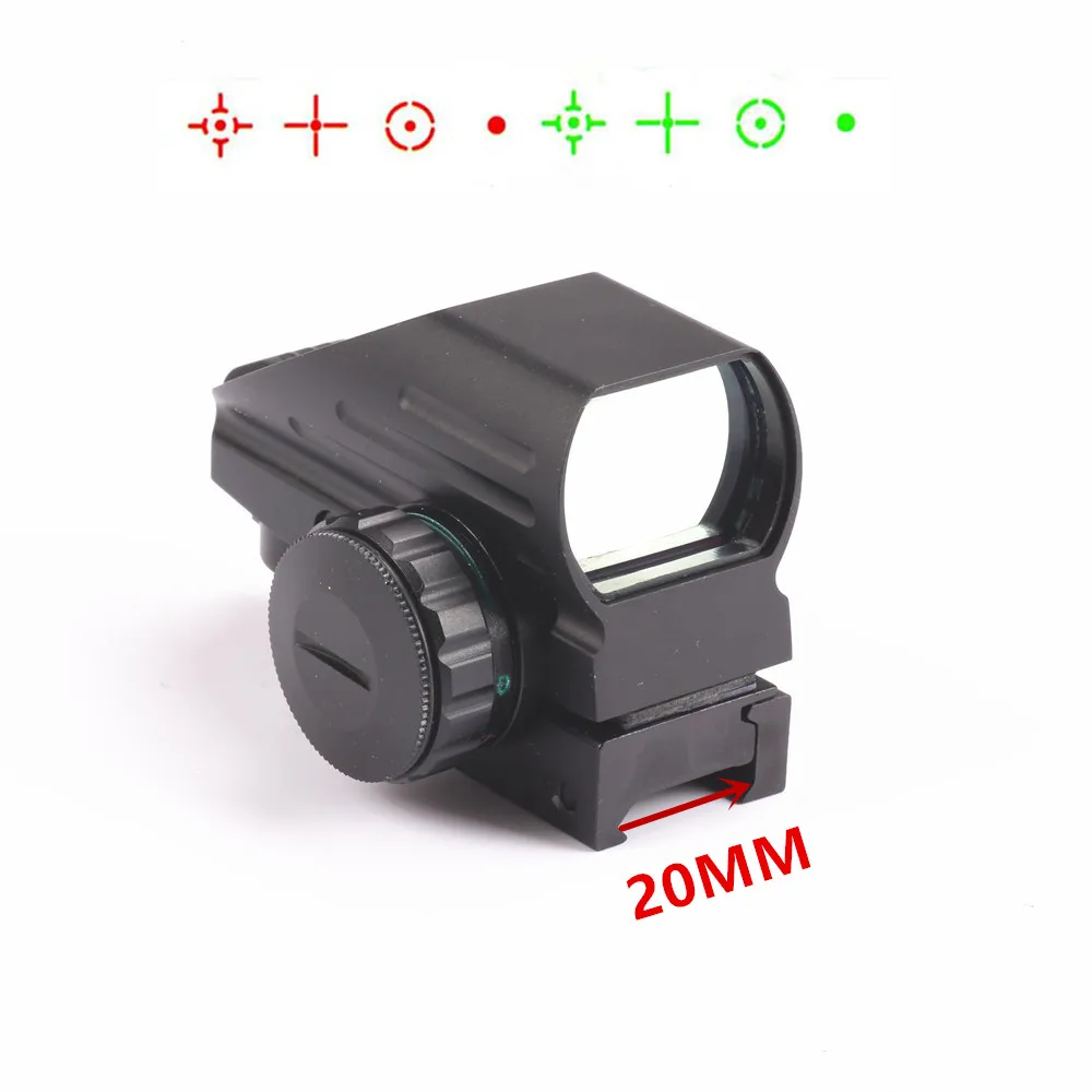 

Hunting RifleScope Optics Holographic Green Red Dot Reflex Sight with 4 Various Reticle 20mm Rails Mount