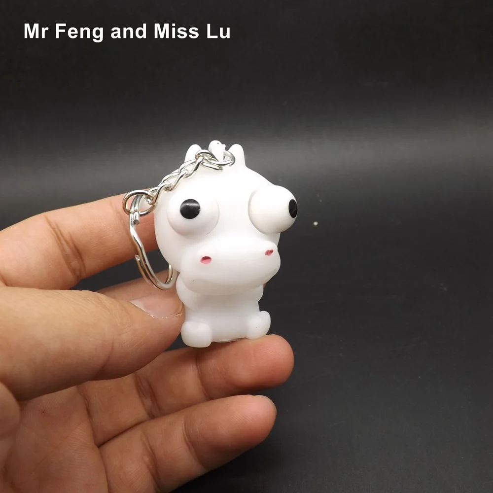 

White Dairy Cow Anti Stress Game Vent Toy Funny Novelty Products With Keychain