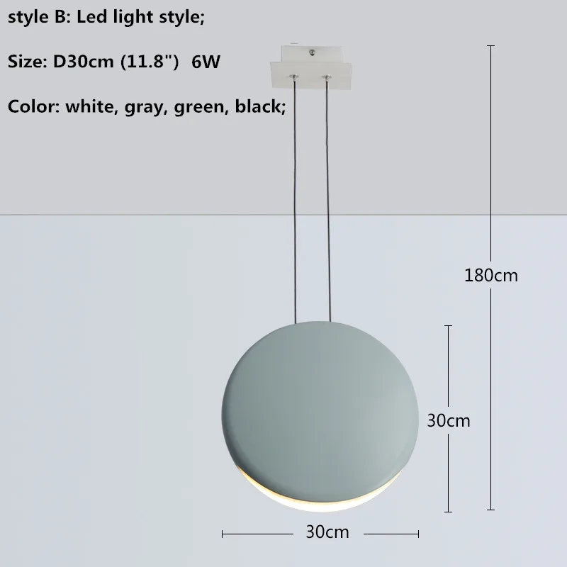 Скандинавский круглый светодиодный подвесной светильник из смолы, Европейский минимализм, для спальни, арт-деко, светодиодный подвесной светильник для столовой, светодиодный подвесной светильник - Цвет корпуса: led chip D30cm 6w