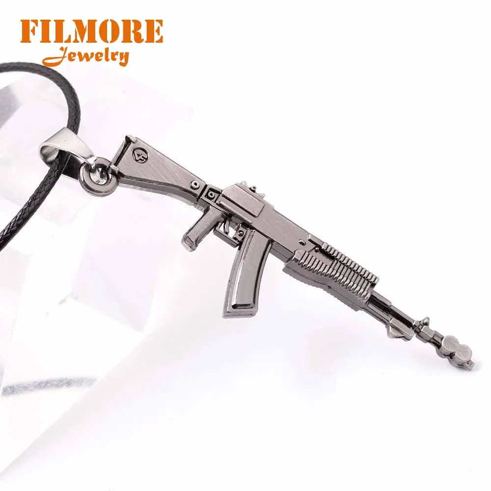 

CSGO AMW AK47 Weapon Metal Necklaces For Men Best Friends Cross Fire Counter Strike CS GO Anime Games Gun Neckless