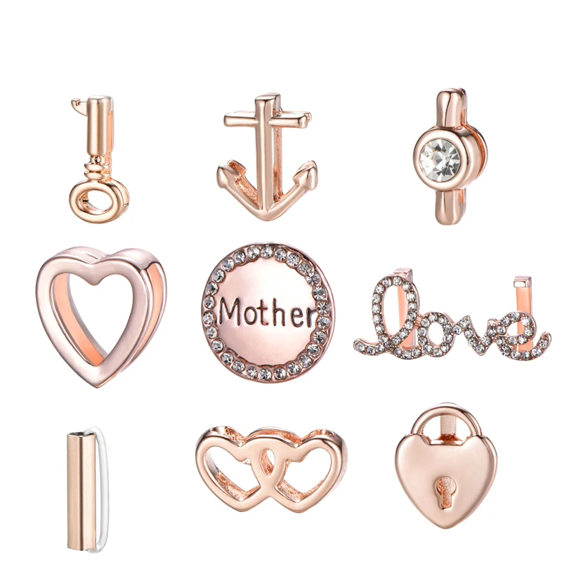 

Rose Gold Color Slide Charms Fit 10mm Leather Stainless Steel Mesh Bracelet For DIY Brand Bracelet Accessories Making