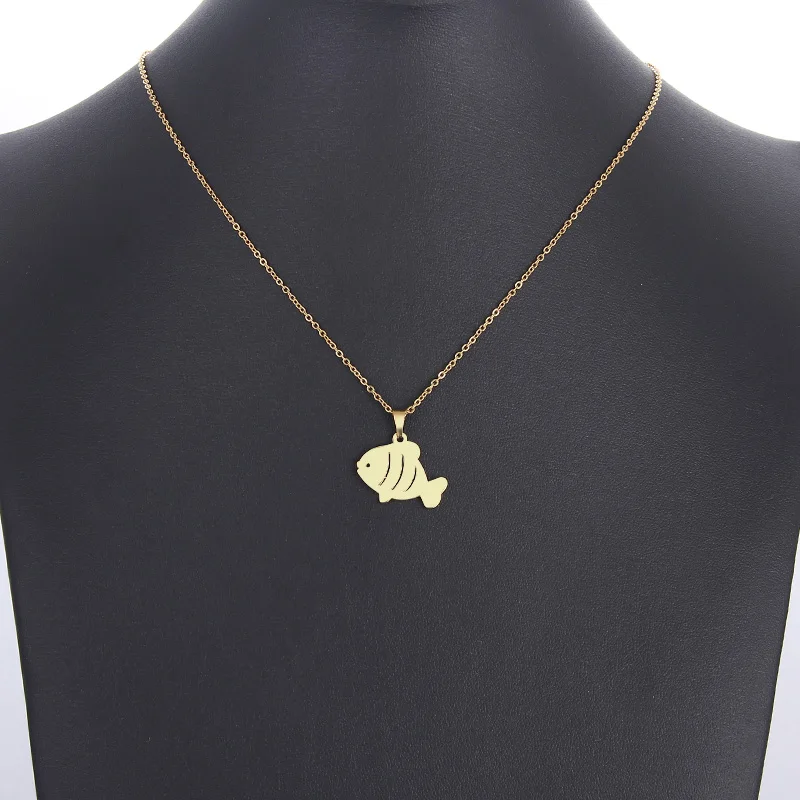 CACANA Stainless Steel Necklace For Women Man Lover's Carp Gold And Silver Color Pendant Necklace Engagement Jewelry