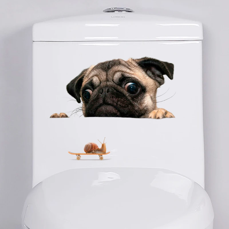 Dog Decorative Wall Stickers For Kids Room Toilet Bathroom Decor Home Decoration Stickers On Cars 3D Decals PVC Mural Art Poster