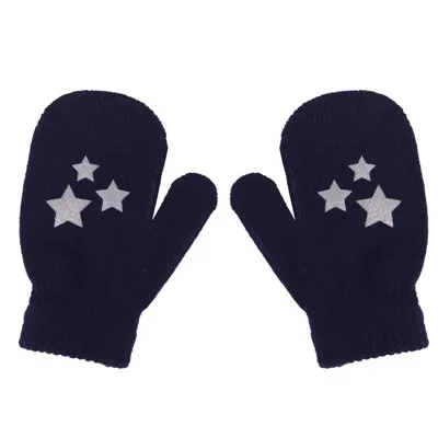 Детские варежки в горошек со звездами и сердечками, мягкие вязаные теплые модные перчатки для мальчиков и девочек, w15 - Цвет: 3