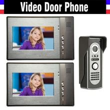 7 Inch LCD Wired Video Intercom Door Phone Kits Video Doorbell System Video Interphone 2-Luxury Aluminum Monitor 1-IR Camera