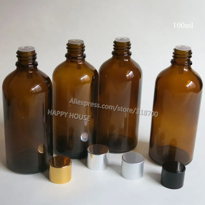 Download 360 x 100ml Amber Boston Round Glass Bottles with Aluminum ...