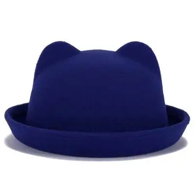 Bingyuanhaoxuan осень Для женщин шляпа Федора Кепки chapeau Femme Classic Имитация шерсти Кепки Для женщин Шапки сплошной черный женский шляпа-котелок - Цвет: Royal blue