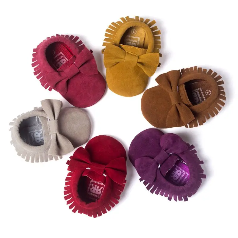 2017 Infant Toddler Moccasin Prewalker Shoes font b Baby b font Soft Sole PU Suede Fringe