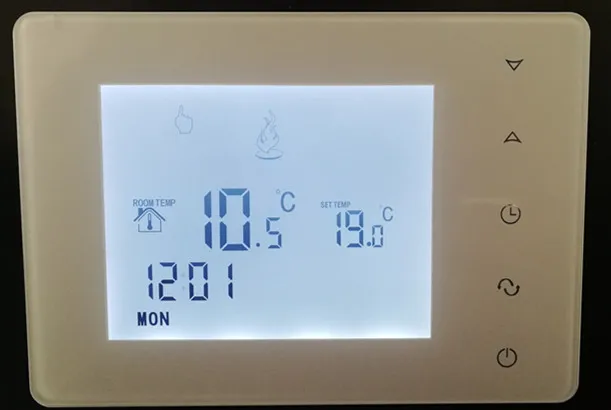 Baratos Termostato de calefacción de caldera de Gas colorido de pantalla táctil termostato de pantalla LCD Digital de energía de batería para termoregulator de sala de caldera