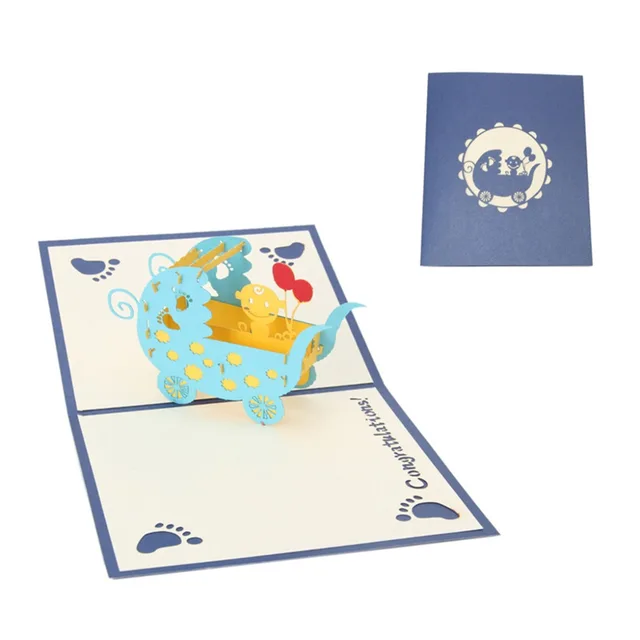 vintage 3d pop up origami paper laser cut greeting cards baby congratulations cards baby