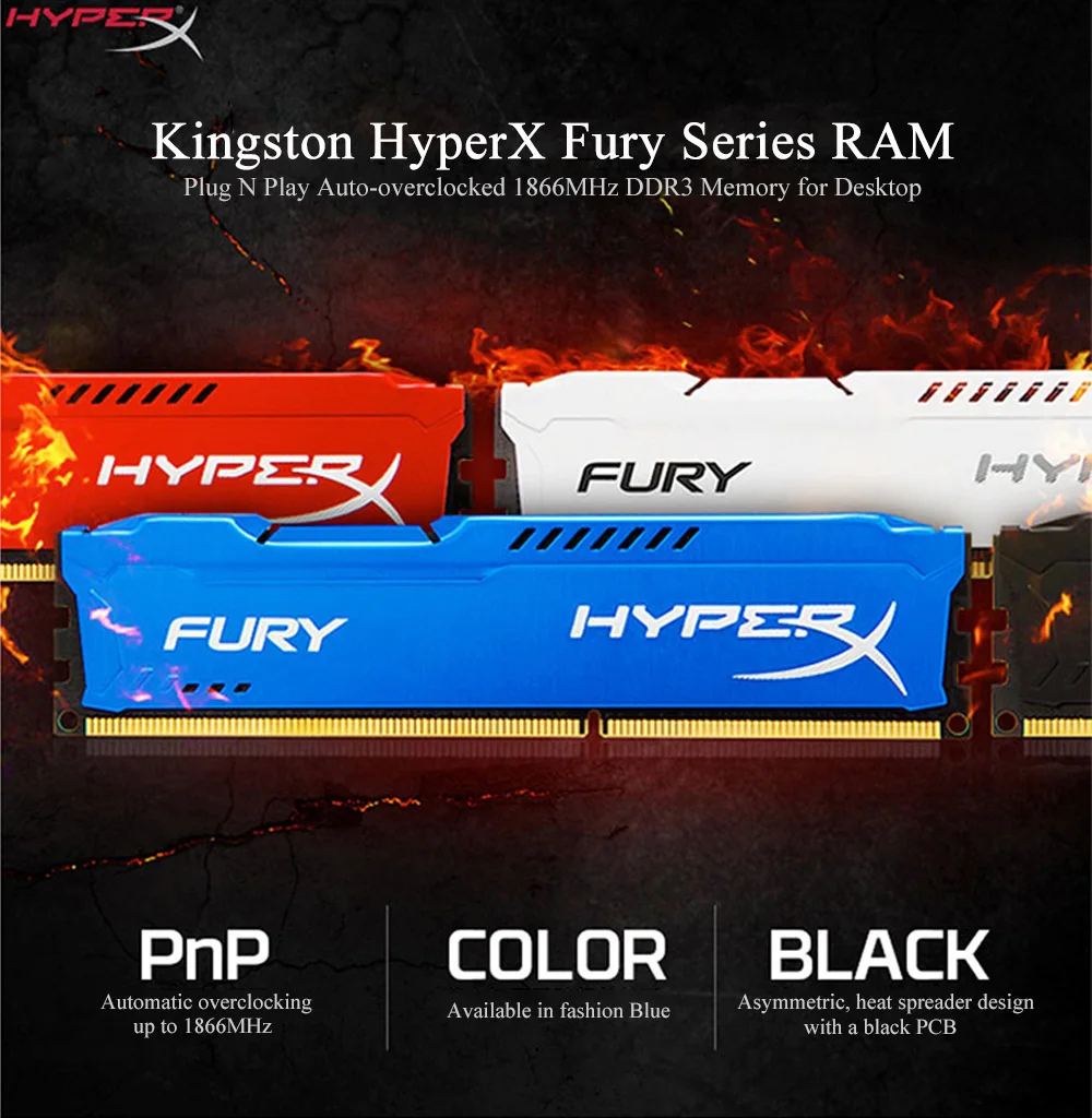 Kingston HyperX Fury 1866 МГц ram память DDR3 8 ГБ 4 ГБ память оперативная память ddr 3 DIMM Intel игровая память для настольных ПК