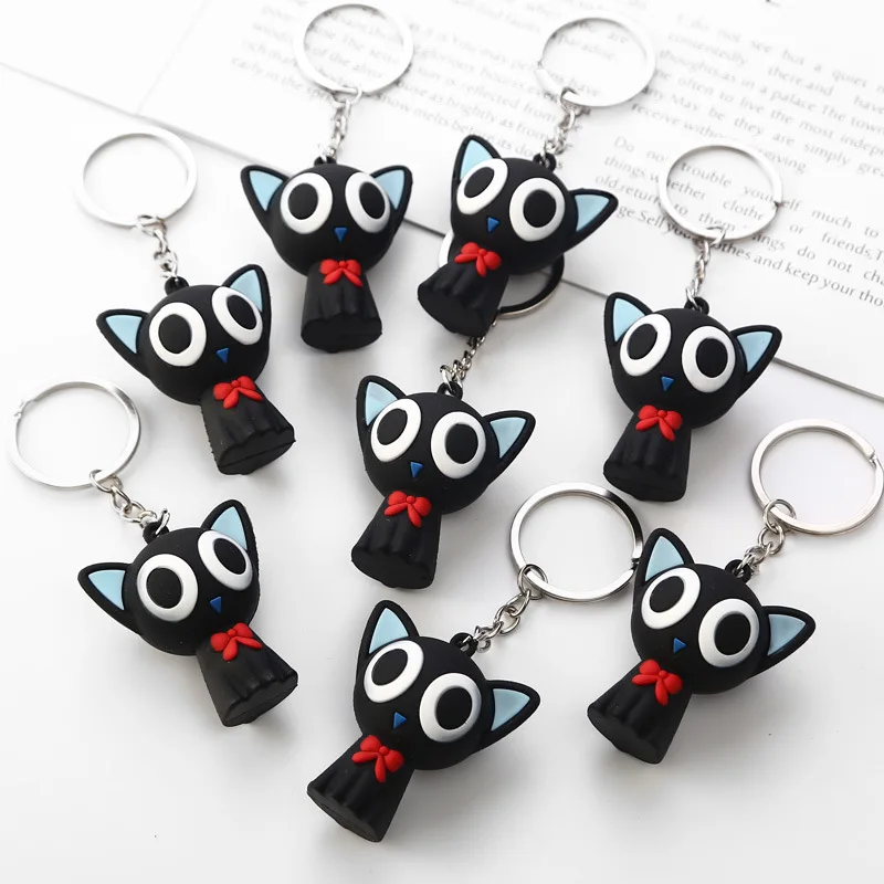 2019 Модный милый мультфильм куклы маленький черный Кот брелок Porte Clef женский