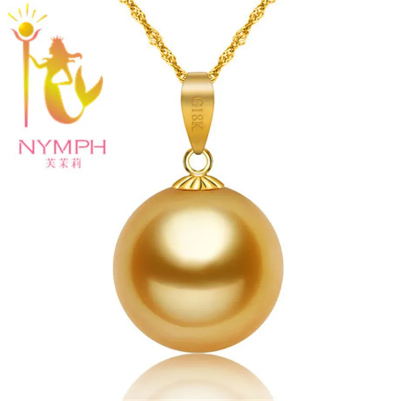 NYMPH Fine jewelry AU750 натуральный southsea жемчуг кулон Роскошные 18 К золотые аксессуары и отправлено серебряная цепь Dg01