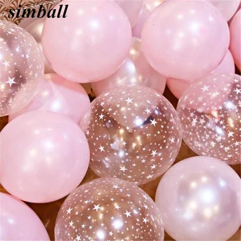 

10inch Pink Balloons 2.8g Transparent Balloons Latex Helium Balloon Happy Birthday Clear Stars Thick Ballon Party Decor Supplies