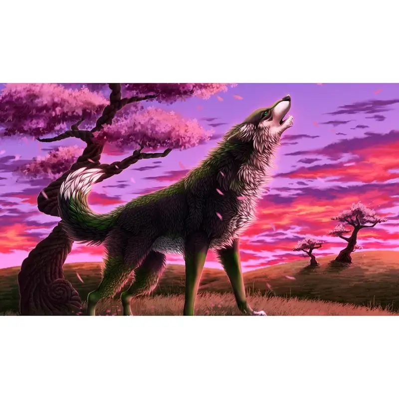 

Diamond Embroidery Mosaic DIY Diamond Painting Cross Stitch Wolf Howl Full Round Diamond Rhinestone Mosaic Painting Decor RT58