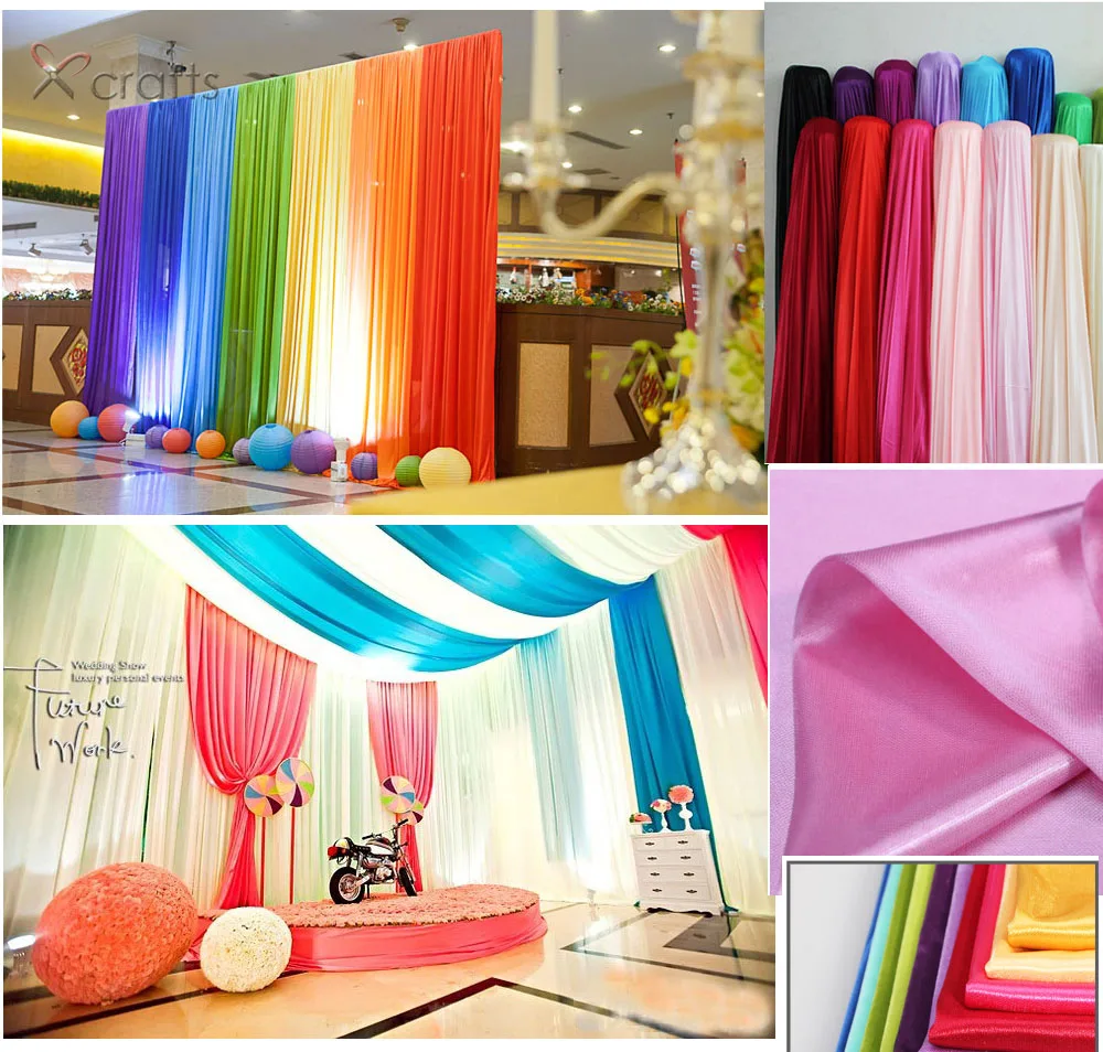 Ppcrafts Ice Silk Fabric Wedding Pearl Elastic Stage Cloth Curtain