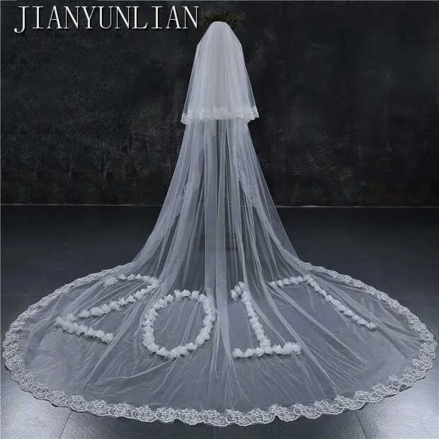 

2020 New Style Two Layers Handmade Luxury Wedding Veil with Comb White Ivory Long Bridal Veil Velos De Novia