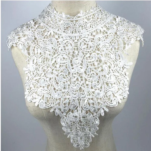 New style white Embroidery Flower Lace Neckline Fabric DIY Lace Collar Sewing Craft Neckline Decoration 1pcs sell - Цвет: BW038