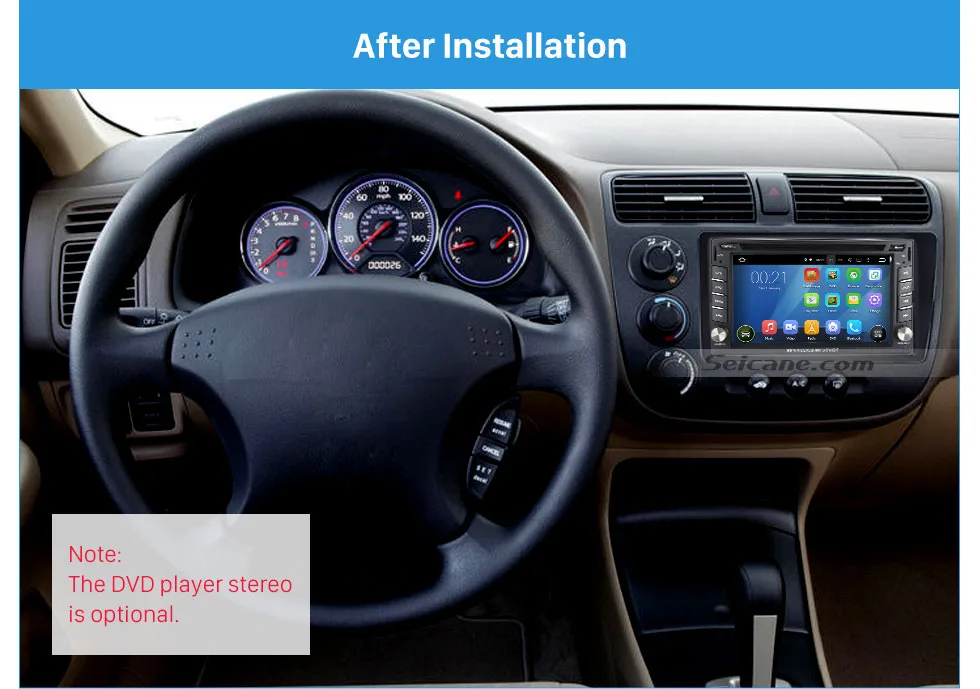 Seicane Верхний двойной 2 Din Автомобильный Радио фасции для 2001-2005 Honda Civic LHD Dash Mount DVD Frame Авто Стерео адаптер