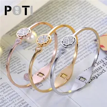 

Fashion jewelry, love four-leaf clover titanium steel bracelet, zircon rose gold jewelry bracelet, female