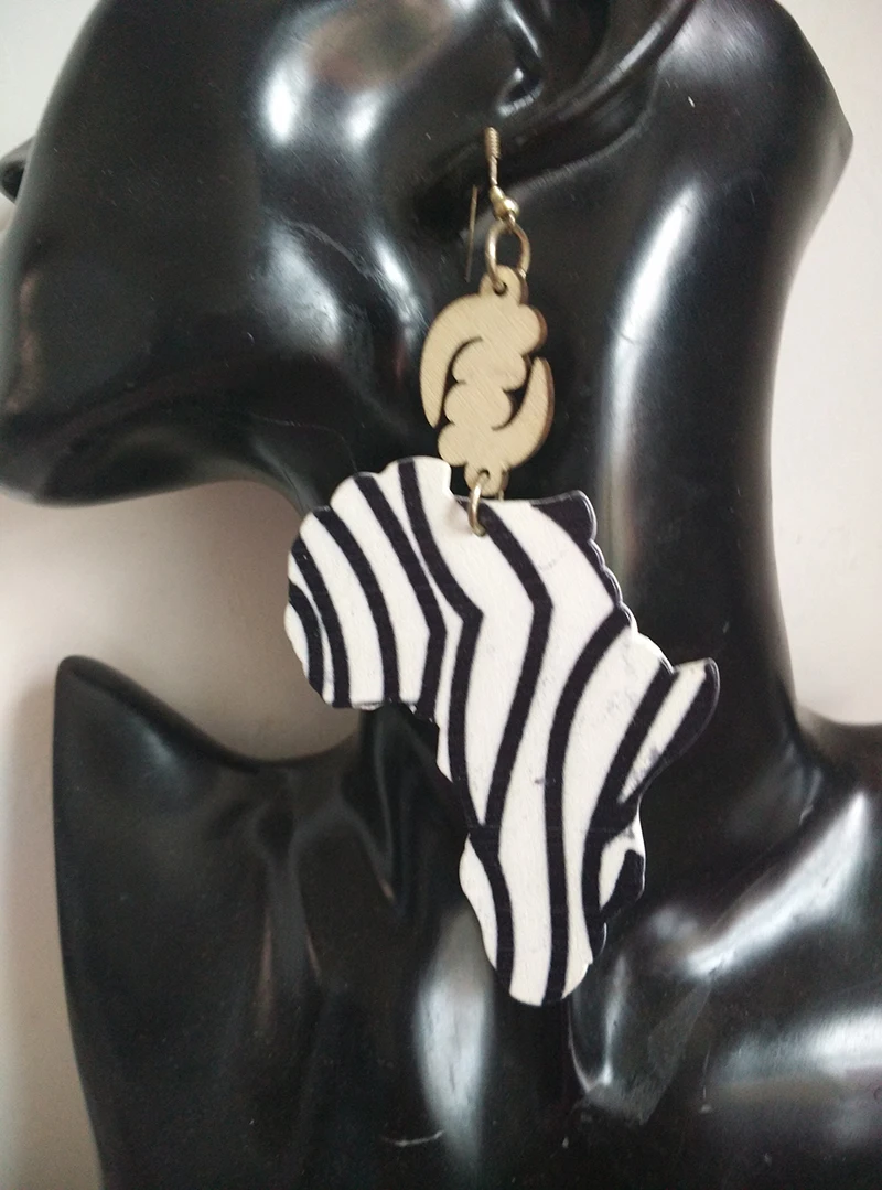 Бесплатная доставка! Деревянные серьги с принтом зебры 6 парт/Лот оптовая