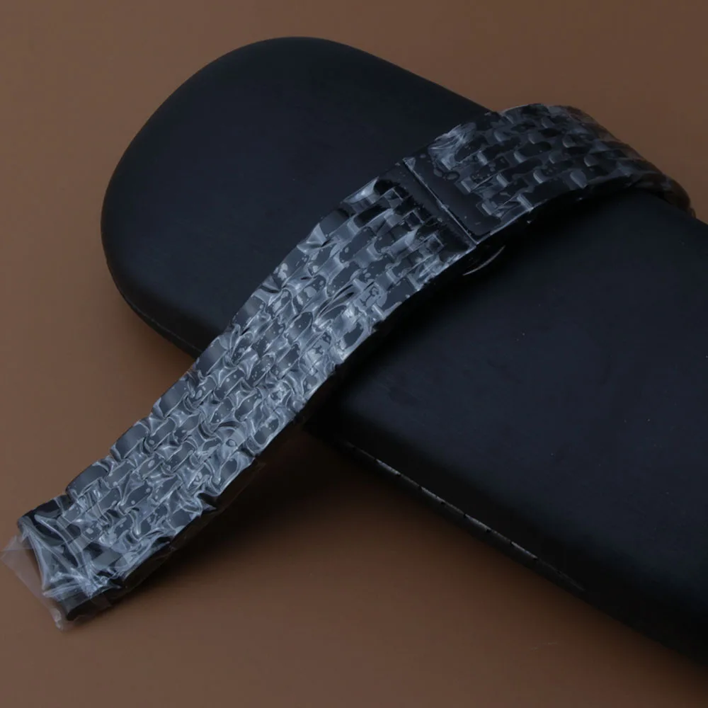 Цветной черный ремешок для часов с застежкой бабочкой аксессуары для часов Ремешок Браслет 20 мм 22 мм полированная мода для мужчин часы Горячая
