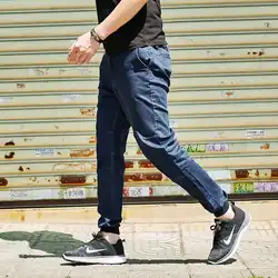 Плюс Размеры Для мужчин зауженные джинсы цвет: черный, синий осень 2017 шнурок Васит качество Denim Joggers брюки над Размеры стрейч L-6XL (32- 50)