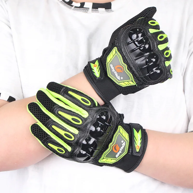 Езда племя мотоциклетные перчатки для мужчин женщин полный палец Сенсорный экран Rider рука рукавицы с жестким костяшкой и защита для кулака шестерни - Цвет: MCS-47 Green