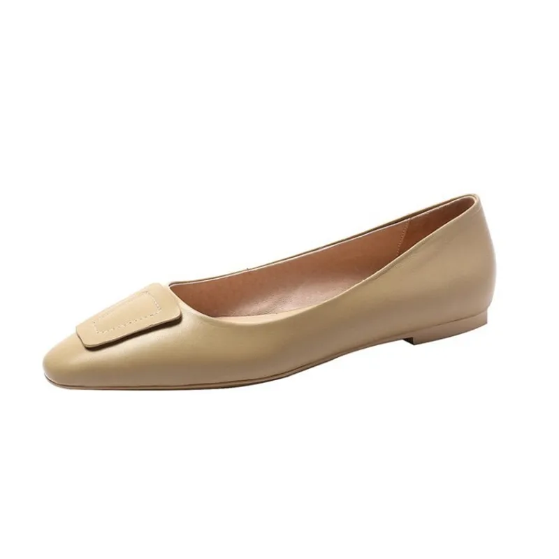 

2019 spring new shallow mouth women's shoes casual women's shoes beige 0406