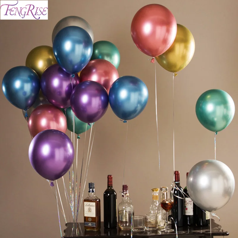 

FENGRISE 12inch Thick Chrome Metallic Balloon Colorful Balloons Mermaid Balloon Birthday Balloons Air Globos Wedding Party Decor