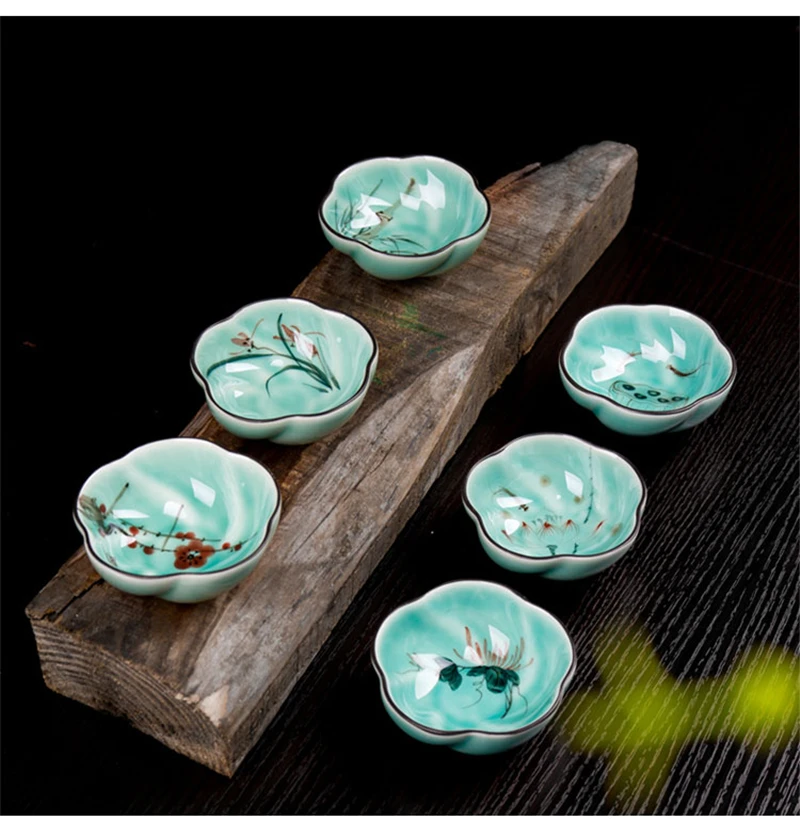 4 Chinese Tea Cup Ceramic Celadon Kung Fu Tea Set Drinkware Retro Gaiwan Teacup Blue And White Porcelain Coffee Cups Mug