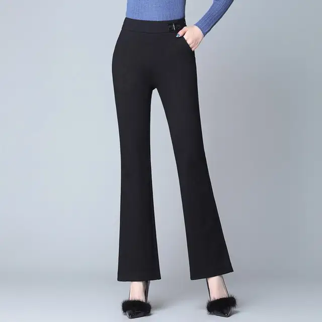 black flared work trousers